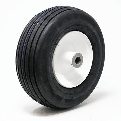 thumbnail interactive-video image 1 of TCA19309 Caster Wheel Assembly – 13x6.50x6 Flat Free, Rib Tread, Fits John Deere ZTrak & Quik-Trak Mowers 1 of 4